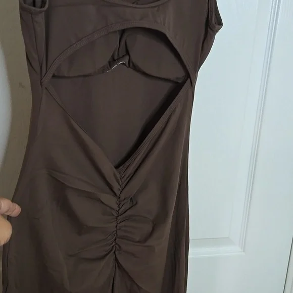 As Seen On Tiktok Evellyhootd Brown Sleeveless Padded Jumpsuit NWTS - Picture 4 of 8